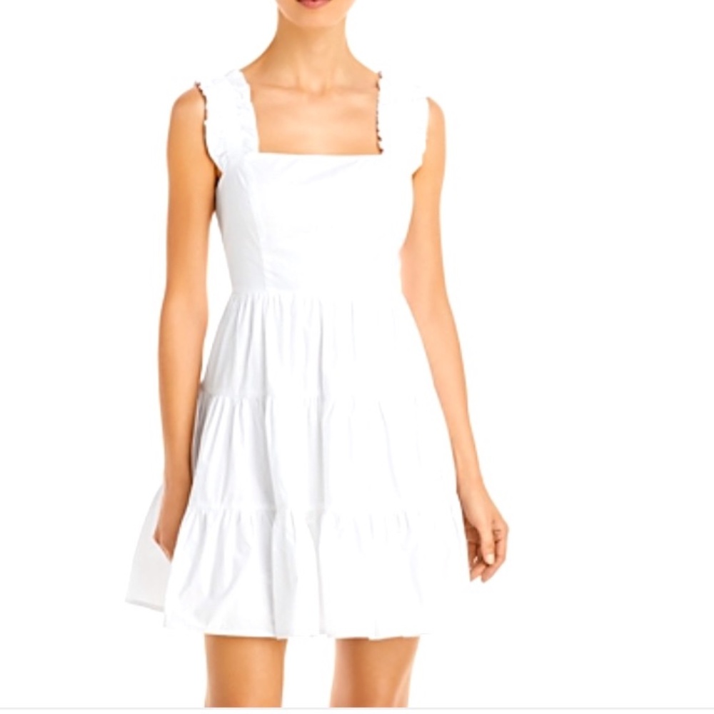 Aqua Poplin Tiered Mini Dress Size Large